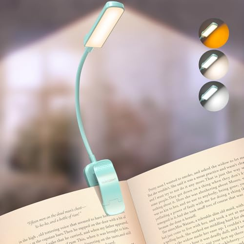 Glocusent 13 LED Luci da Libro per la Lettura Notturna, 120 Ore di Durata Ricaricabile, Luce per la Lettura con Protezione degli Occhi, 3 Colori e 5 Livelli di Luminosità Regolabili da 3–60LM, Clip
