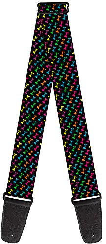 Buckle-Down GS-W30453 Dog Bone Black/Multi Color Guitar Strap