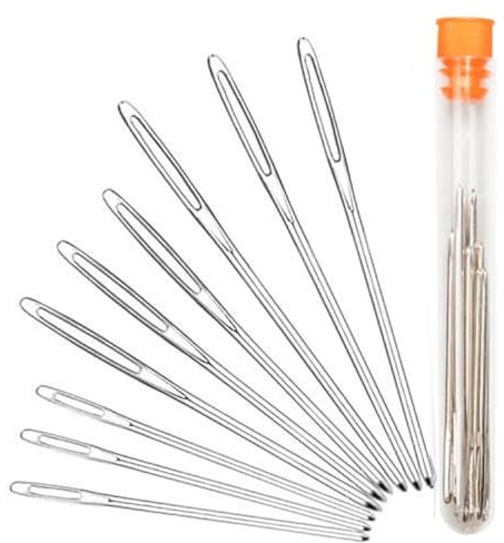 Hekisn Large-Eye Blunt Needles, Stainless Steel Yarn Knitting Needles, Sewing Needles, Crafting Knitting Weaving Stringing Needles,Perfect for Finishing Off Crochet Projects (9 Pieces)
