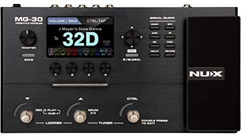 NUX MG-30 Guitar Multi-Effects Pedal Guitar/Bass/Acoustic Amp Modeling Processor, IR Loader, White-Box Algorithm, EFX Routing, 4'' Color LCD, NMP-2 Footswitch Included
