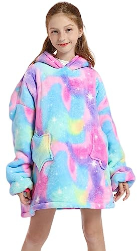 Shamdon Home Collection Sweat Plaid Enfant Pull Plaid Oversize,Sweat à Capuche pour Filles et Garçons, Super Douce et Chaude Pull à Capuche, Cadeau Cosy pour Enfants,Taille 5-15 Ans