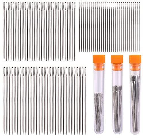 NAMOON 90 PCS Large Eye Sewing Needles, Hand Sewing Needles, Large Eye Stitching Needles with Plastic Bottle for Sewing and Crafting, Knitting, Weaving