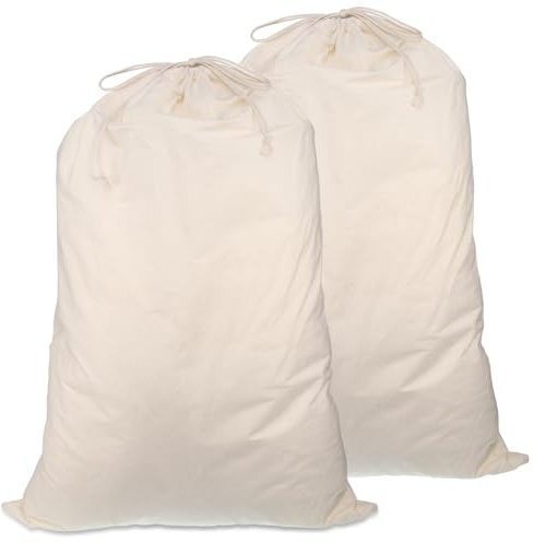 2 sacchetti di stoffa, 50 x 70 cm, sacchetti di cotone, sacchetti per la biancheria, da viaggio, con coulisse, confezione regalo (beige)