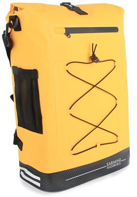 Sarmini 3 in 1 Fahrradtaschen für Gepäckträger, Fahrradtasche Rucksack mit Laptoptasche (Gelb - Patten, 25 Liter)