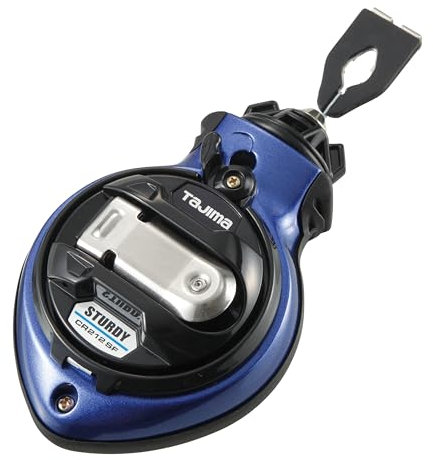 Tajima Chalk Line - Chalk-Rite Sturdy Chalk Box with Ultra Thin 0.5mm Snap Line & Clip-n-Hold Belt Clip - CR212SFB