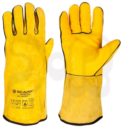 SCAPP MIG/MAG Schweißerhandschuhe Gold MAG, Größe 10-12, Hitzeschutzhandschuhe, Schweißhandschuhe, weiches Rindsleder (12/XXXL)