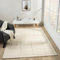 VIMODA Kurzflor Teppich Skandinavisch Wohnzimmer Schlafzimmer Boho Optik Weich Streifen, Farbe:Creme, Maße:80x150 cm