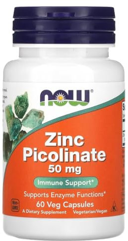 Now Foods - ZINC PICOLINATE 50 mg | Apoya el sistema inmunológico y la salud de la piel - 60 Cápsulas Vegetales