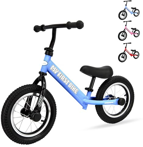 Crystals 12” Balance Bike 2+ Year Old Boys and Girls, Bike Training Bicycle for Kids and Toddlers with Adjustable Seat/Handlebar – Lightweight Fun Bike for Outdoor Play (Blue)