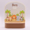 LAUBLUST 3D LED Nachtlicht für Kinder - Personalisierte Lampe mit Baby Namen & Wunschtext | Natur, Zwei Holzsockel - Geschenk zur Geburt & Taufe für Mädchen und Jungen | Kinderzimmer Deko (Safari)