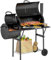 Outsunny Holzkohlegrill aus Stahl BBQ Smoker mit Deckel Thermometer Räder Ablage fahrbar Grillwagen mit Luftzufuhr Kohlewanne, Kohlegrill Kohlegrillwagen für Barbeque Camping, Garten 109x60x120 cm