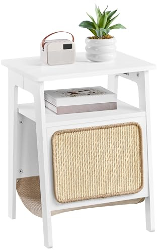 Yaheetech Table d'appoint pour Chat avec Lit, Petite Table Basse avec Niche Range-Magazines Grotte, Bout de Canapé d'intérieur en Bois pour Chat, Blanc