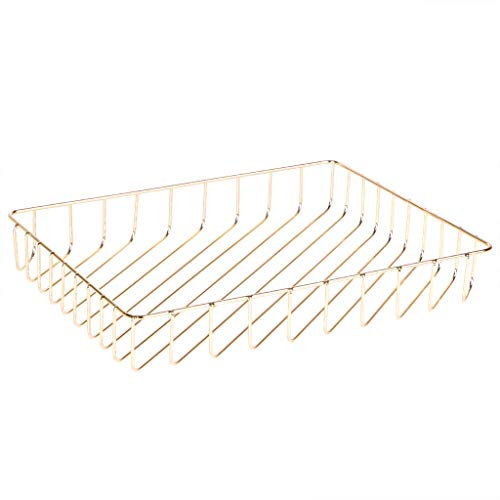 Fvstar Paper Organizer for Desk Metal Paper Tray Large Capacity Letter Tray File Holder Mail Inbox Storage Organizer Basket for Office Classroom Desktop,12.5 x 9.4 x 1.9,Gold