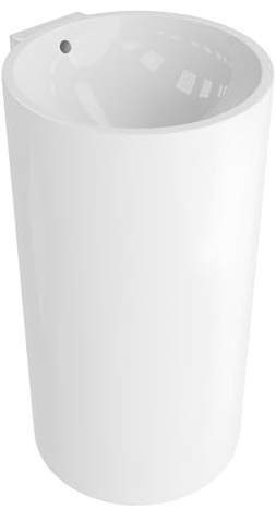 LAVITA Standwaschbecken Elena | Freistehendes Waschbecken Rund | Waschbecken mit Überlauf und ohne Hahnloch | Aus hochwertigem Porzellan | Bodenstehende Waschtisch | 81,5x44,5x46,5 cm | Weiß Glanz