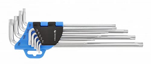 Högert Tamper-Torx kompatibel nyckel, extra lång, 9 st.