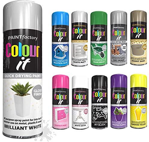 SCHNAZZ - 1 x All Purpose White Gloss Aerosol Spray Paint 250ml Fast Dry, Quick Drying Spray and Excellent Coverage for Wood, Metal, Plastic, Glass and More