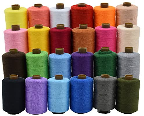Fils en polyester 24 couleurs pour couture à la main, matelassage et machine – Lot de 914 m par bobine