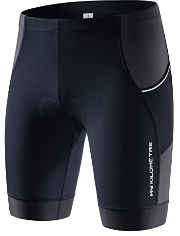 MY KILOMETRE Triathlonshorts Herr – Professionella Cykelshorts med 2 Sidofickor, Andas Och Torkar Snabbt för Långdistans-Triathlon UPF 50+