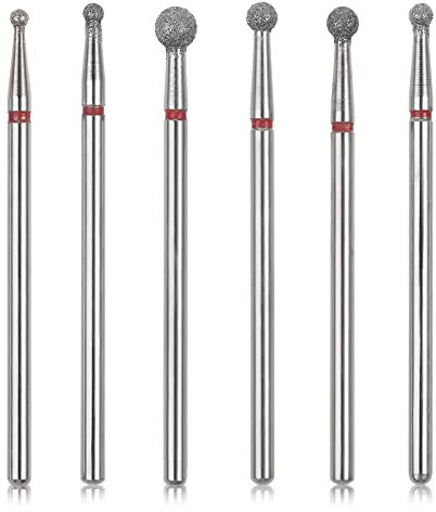 Lusofie 6 Pièces Embout Ponceuse Ongles Cuticule 3/32 Pouces Perceuse à Pngles à Pointe Sphérique Embout Ponceuse Professionnelle Sûre Electrique Gel Vernis Manucure Pédicure Outil