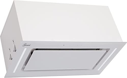 Gurari - Campana de techo GCH E 217 WH 52 Prime con tubo de escape, campana extractora de 52 cm, cristal blanco, 1000 m3/h, aspiración muy potente, 3 niveles, campana extractora