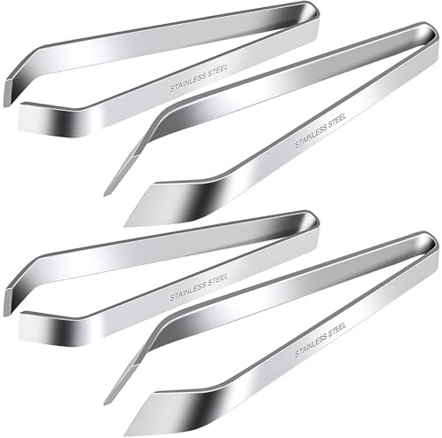 ZAUGONTW Fish Bone Tweezers, Professional Stainless Steel Flat and Slant Pliers Set for Kitchen Salmon Trout, 2 SET