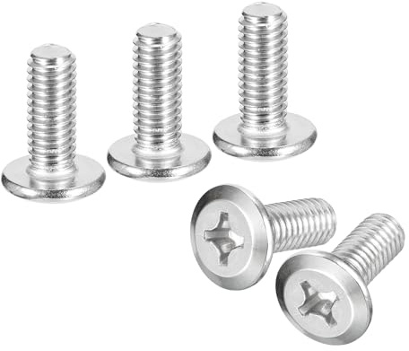 uxcell M6x15mm Flat Round Head Phillips Head Screws, 12Pcs 304 Stainless Steel Phillips Drive Machine Screw, Full Thread, Bright Finish, Furniture Screw Connection Bolt Screw