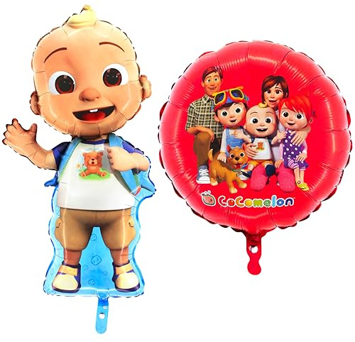 Toyland® Confezione da 2 palloncini Cocomelon – Palloncino grande a forma di bambino JJ 81 cm (32) & palloncino rotondo Cocomelon Family 45,7 cm (18) – Decorazioni per feste per bambini