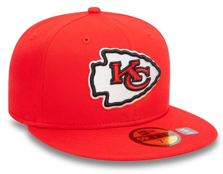 New Era 59Fifty NFL Chiefs Cap Basecap Baseballcap Fitted Flat Brim NFL-Cap Kansas City (7 3/8 (58,7 cm) - rot)