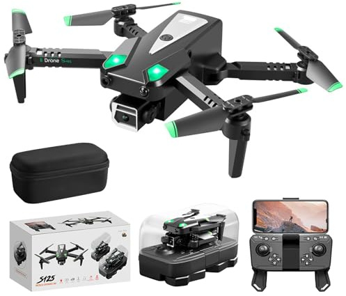 OBEST Mini dron con cámara 1080P, cuadricóptero RC plegable con control remoto y caja de almacenamiento, ideal para principiantes, con 2 baterías y transmisión WiFi