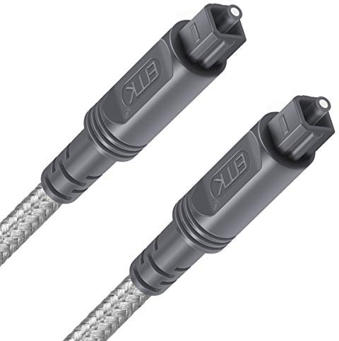 EMK Câble audio optique, câble Toslink numérique à fibre optique pour barre de son, téléviseur, home cinéma et plus encore (0,5 m, coton tressé Toslink, blanc)