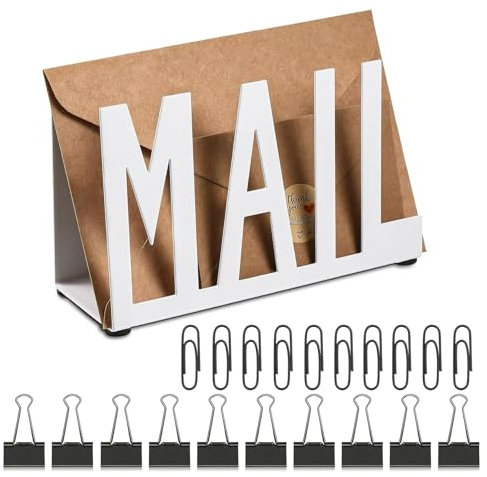 KUBDPQOR Schreibtisch Briefhalter & Brieföffner Set - Eleganter Brief Organizer, Mail Organizer, Briefständer, Brieföffner aus Holz und Legierung, Dokumenten- und Briefhalter für Wand