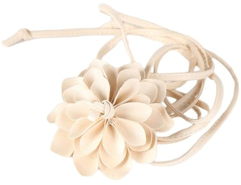 Wambere 1 styck dambälte PU-läder blommor bälte tunt blombälte flätat midjebälte midjerep midjekedja dekorativt bälte skjortkjolbälte midjesnöre för vardagskläder, svart, aprikos, One size
