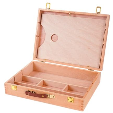 Harilla Caja de Almacenamiento de Suministros para Artistas Caja de Almacenamiento Estuche Caja de Herramientas de Arte Madera para Pinceles Lápiz Pastel, M