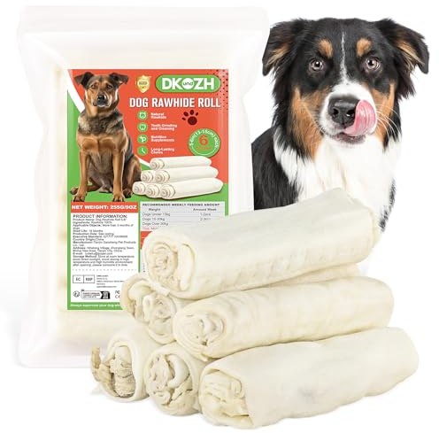 Tuggrullar för hundar, tuggben från råhud, hållbara råhuullar råhudpinnar, naturliga hundsnacks från nötkött hud, 13 cm råhudben för medelstora till stora hundar