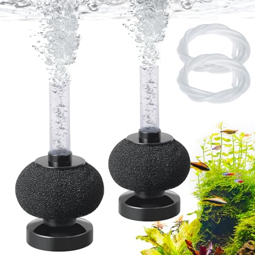 PYPABL 2PCS de Filtre Bio Éponge Rond pour Aquarium Silencieux, Grand Filtre à Air pour Aquarium de 1-60L, Aquarium de Betta, Crevettes, Alevins, Élevage