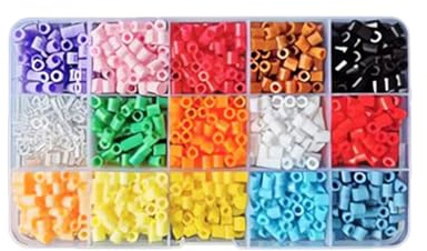 2400PCS Fuse Bea-ds Kit-15 Colors,5mm Bea-ds Set for Kids,Iron Beads, Melting Kit & Storage Case with Pegboards, Pattern Cards Tweezers, Ironing Paper and Keyring Etc