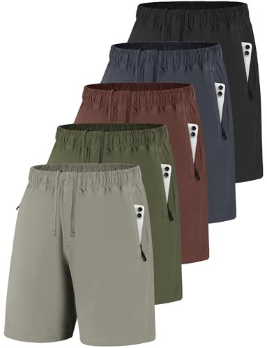 JOVCOVL Short Homme Sport Léger Respirant Séchage Rapide Poches Zippées