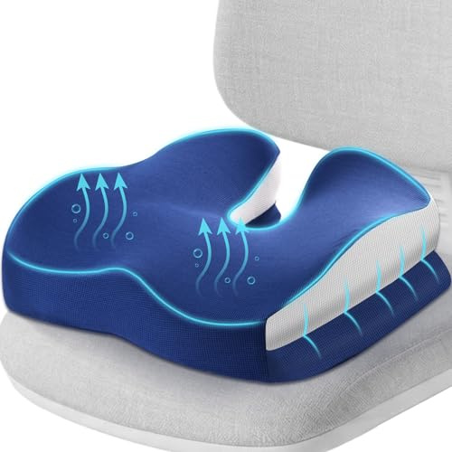 Otauoaea Cuscino Sedia Ufficio, Cuscino Ortopedico Seduta per Coccige, Cuscino Sedile Cuscino Memory Foam per Sedia da Scrivania Fodera Lavabile, uscini Seduta per Auto, Sedia da Gioco Cuscino