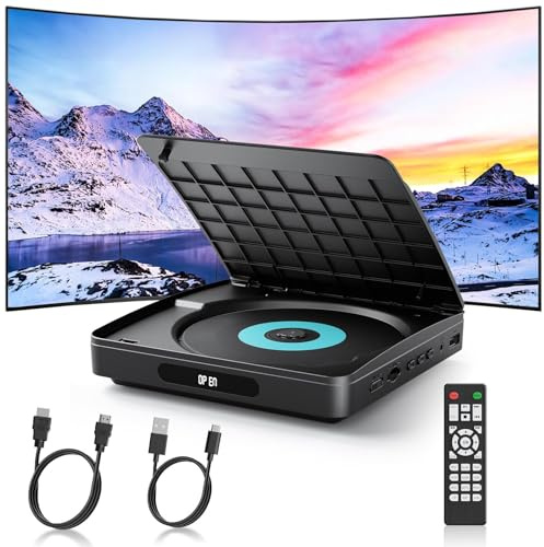 Lettore DVD WOLFANG per TV con HDMI, 1080P Full HD Region Free, telecomando e cavo Type-C, lettore CD per impianto stereo domestico, porta USB 2.0