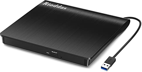 Rioddas External CD/DVD Drive for Laptop, USB 3.0 CD DVD Player Portable +/-RW Burner CD ROM Reader Writer Disk Duplicator Compatible with Laptop Desktop PC Windows Apple Mac Pro MacBook Linux