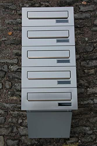 Briefkastensysteme 4er Briefkastenanlage 4X Einbaubriefkästen Edelstahl/Silber Mauerdurchwurf 4 Fach Postkasten modern DIN A4 wetterfeste