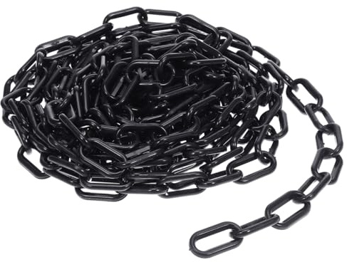 iplusmile 6M Absperrkette Kunststoffketten-Sicherheitskette Dekorationskette UV-Beständige Kettenbügel für Baustellen, Garage Auffahrten, Arbeitsplätzen, Halloween-Kostüm, Schwarz