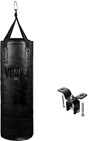 Venum Origins Punching Bag (Ceiling Mount Included) - Black/Black, 70 lbs