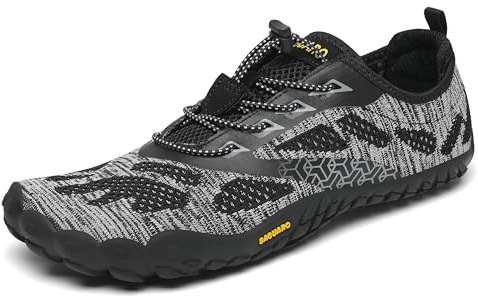 SAGUARO Unisex barfotaskor, utomhus, tåskor med bred tåbox och Zero-Drop sula, storlek 36–48, Svart A, 42 EU