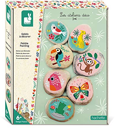 Janod - Galets à Décorer - Les Ateliers Déco - Kit Loisir Créatif Enfant - Apprentissage Motricité Fine et Concentration - Dès 6 ans, J07922