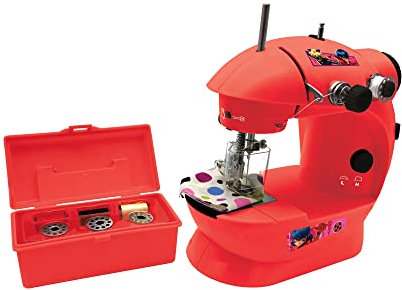 Lexibook, Miraculous Ladybug Cat Noir, Nähmaschine mit Zubehör, Licht und Pedal, imitiertes Rollenspielzeug für Mädchen, Modedesignspiel, rot, SW100MI