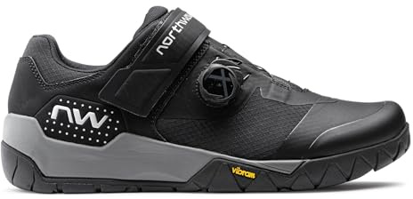 Northwave Overland Plus Scarpe MTB Uomo – Mountain Bike Trail/Gravel, Suola Vibram Fort Augustus, SLW3 con Velcro, Clipless, Nero EU 41