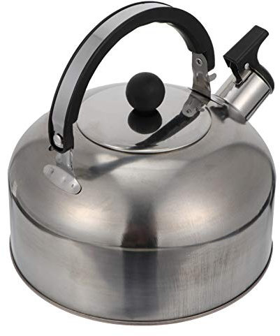 YARNOW Flötenkessel Wasserkocher Edelstahl Pfeifenkessel für Gasherd Induktionskocher Heißwasserkessel Nostalgie Wasserkessel Zuhause Küche Büro Zubehör 3L Silber