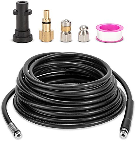 10M High Pressure Washer Drain Pipe Hose Cleaning Kit, with Jet Nozzle and Rotating Jet Nozzle for Karcher K2 - K7 Series and LAVOR Pressure Washer, Very Suitable for Drain Blockage and Cleaning