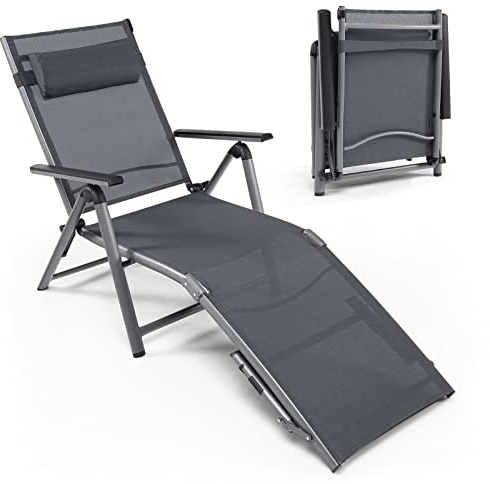 COSTWAY Lettino a Sdraio in Alluminio per Esterno, Chaise Longue da Esterno Regolabile con Schienale a 6 Posizioni, Ideale per Piscina, Spiaggia e Patio, Nero